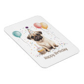 Magnet Flexible Happy Birthday Pug Dog (Côté Droit)