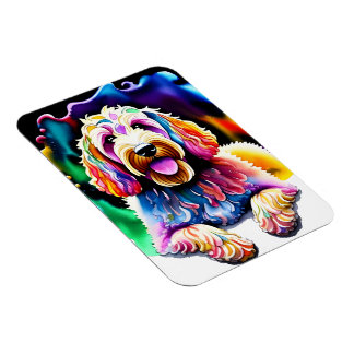 Magnet Flexible Happy Dog Goldendoodle Design d'aquarelle
