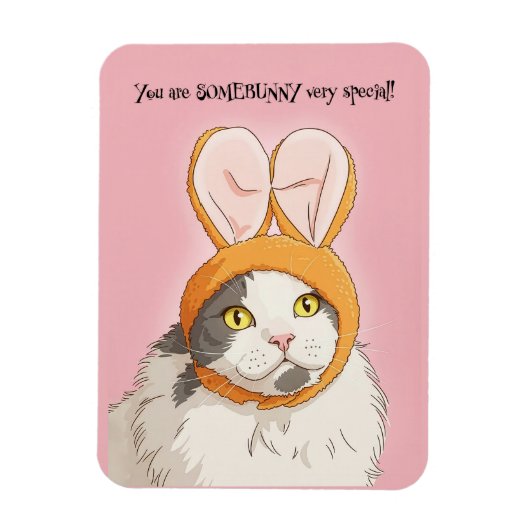 Magnet Flexible Happy Easter For Anyone Cute Cat in Bunny Ears (Vertical)