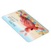 Magnet Flexible Happy Easter from Florida Flamingo Bunny on Beach (Côté Droit)