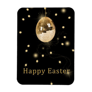 Magnet Flexible Happy Easter Gold Disco Ball