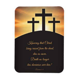 Magnet Flexible Happy Easter Three Crosses on Calvary