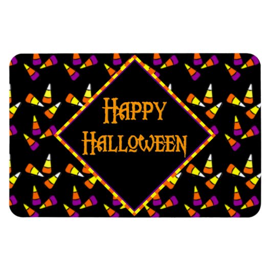 Magnet Flexible Happy Halloween Candy Corn Motif sur Black (Horizontal)