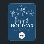 Magnet Flexible Happy Holidays Blue Modern Logo Business<br><div class="desc">Joyeux Vacances Bleu Moderne Affaires Logo de vacances Magnet</div>