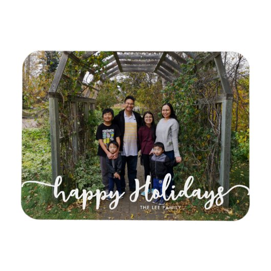 Magnet Flexible Happy Holidays Family Photo Lettering Modern Chic (Horizontal)