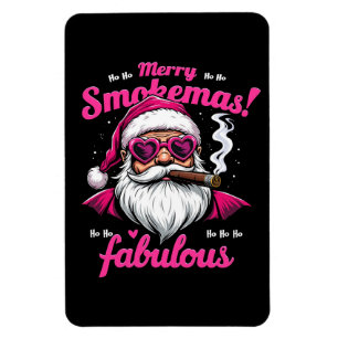 Magnet Flexible Happy Smokemas Drôle Père Noël avec Big Cigar