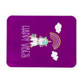 Magnet Flexible Happy Vibes Typographie mignonne souriant Unicorn (Horizontal)