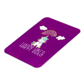 Magnet Flexible Happy Vibes Typographie mignonne souriant Unicorn (Côté Gauche)