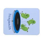 Magnet Flexible Haricots verts mignons sur dessin animé trampoline (Horizontal)