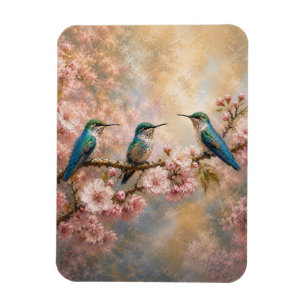 Magnet Flexible Harmonie printanière, colibris parmi les fleurs de