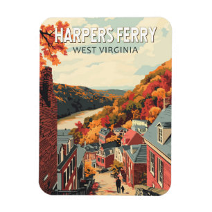 Magnet Flexible Harpers Ferry Virginie occidentale Voyage Art Vint