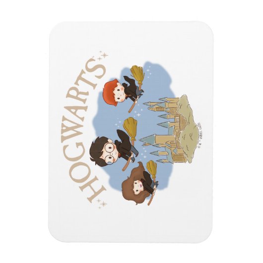 Magnet Flexible HARRY POTTER™, Hermione & Ron Fly Over HOGWARTS™ (Vertical)
