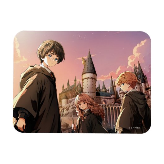 Magnet Flexible HARRY POTTER™ Hermione & Ron HOGWARTS™ Scène d'ani (Horizontal)