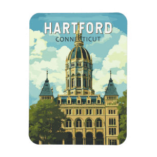 Magnet Flexible Hartford Connecticut Voyage Art Rétro