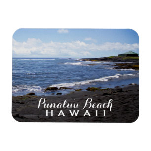 Magnet Flexible Hawaï • Plages noires de sable de Punalu'u
