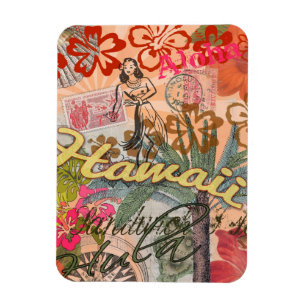 Magnet Flexible Hawaii Hula Fleur Voyage Vintage