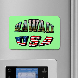 Magnet Flexible Hawaii Picture et USA Flag Text