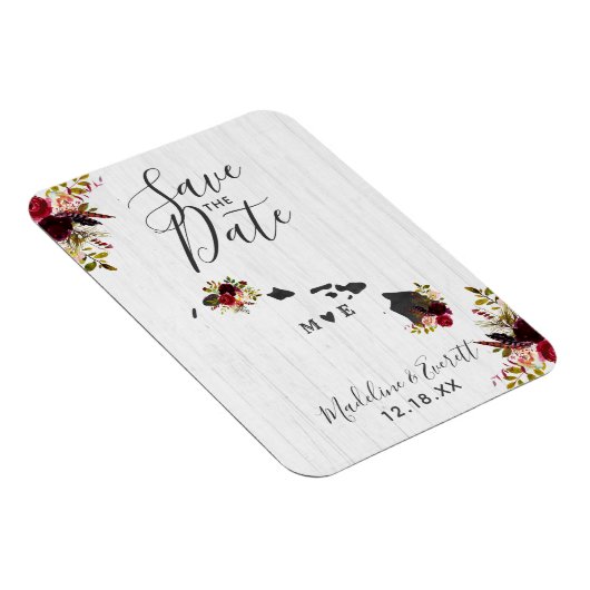 Magnet Flexible Hawaii State Destination Rustic Enregistrer la dat (Côté Droit)