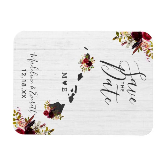 Magnet Flexible Hawaii State Destination Rustic Enregistrer la dat (Horizontal)
