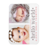 Magnet Flexible Hello World | Faire-part de naissance à 2 photos (Vertical)