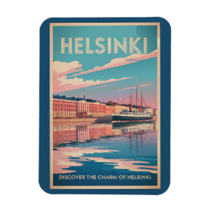 Magnet Flexible Helsinki Finland Front de Mer Voyage Art Vintage