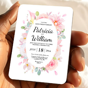 Magnet Flexible Herbes Roses Fleurs Fleurs Mariage Carte Invitatio