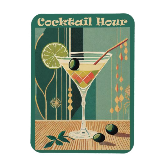 Magnet Flexible Heure du cocktail design milieu de siècle (Vertical)