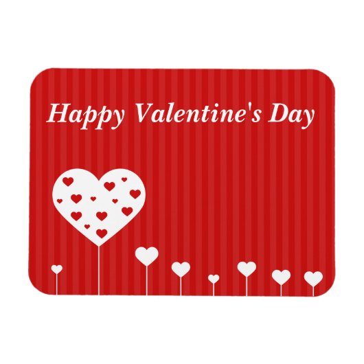 Magnet Flexible Heureuse Sainte-Valentin Beau Coeurs blancs rouges (Horizontal)