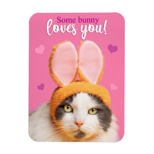 Magnet Flexible Heureuse Sainte-Valentin Drôle Chat dans les oreil (Vertical)