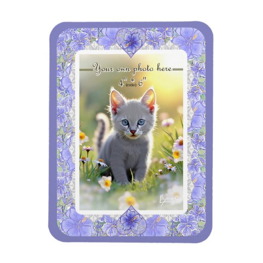 Magnet Flexible Hibiscus & dentelle BLEU (Vertical)