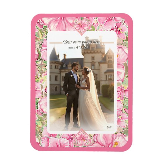 Magnet Flexible Hibiscus & dentelle PINK (Vertical)