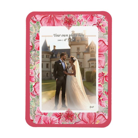 Magnet Flexible Hibiscus & dentelle RED (Vertical)