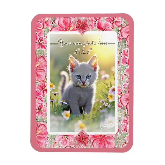 Magnet Flexible Hibiscus & dentelle RED (Vertical)