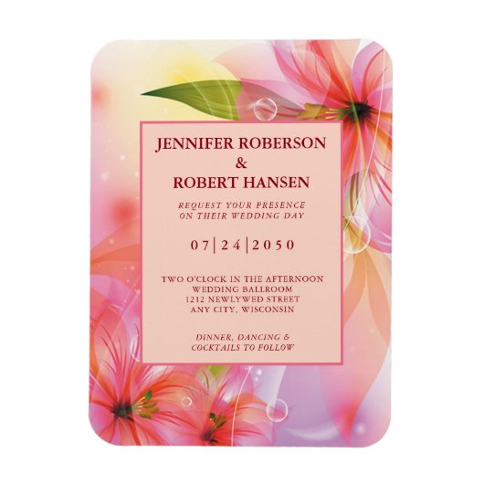 Magnet Flexible Hibiscus rose Floral Mariage Invitation flexible (Vertical)