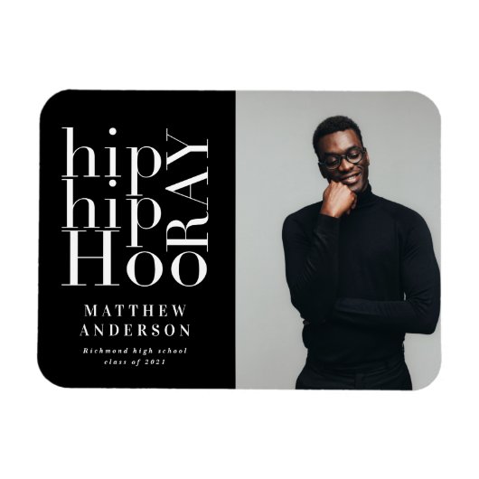 Magnet Flexible Hip hip hooray photo graduation faire-part (Horizontal)