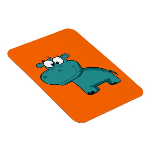 Magnet Flexible Hippopotame heureux bleu (Côté Droit)