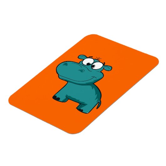 Magnet Flexible Hippopotame heureux bleu (Côté Gauche)