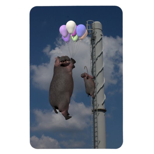 Magnet Flexible Hippopotame volant (Vertical)