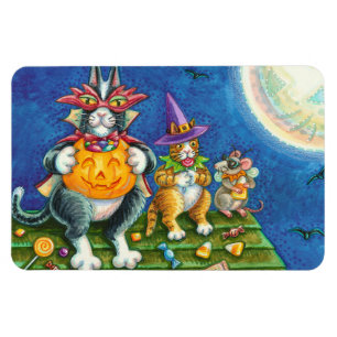 MAGNET FLEXIBLE HISS N'FITZ CHATS, TRICK OU TRAITER FUNNY HALLOWEE