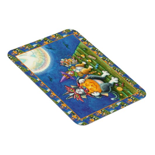 MAGNET FLEXIBLE HISS N'FITZ CHATS, TRICK OU TRAITER FUNNY HALLOWEE (Côté Droit)