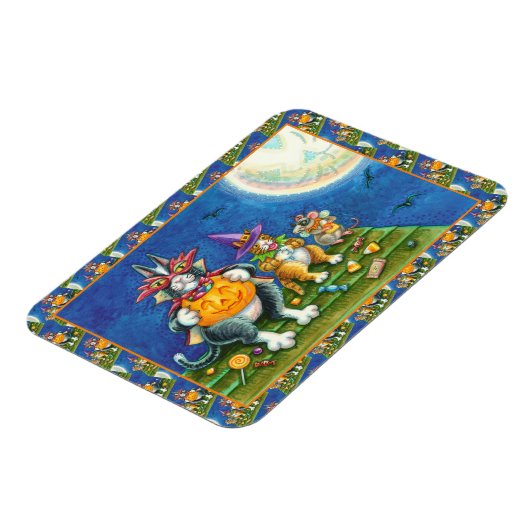 MAGNET FLEXIBLE HISS N'FITZ CHATS, TRICK OU TRAITER FUNNY HALLOWEE (Côté Gauche)