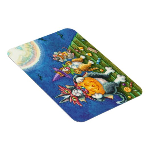 MAGNET FLEXIBLE HISS N'FITZ CHATS, TRICK OU TRAITER FUNNY HALLOWEE (Côté Droit)