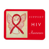 Magnet Flexible HIV Red Awareness Ribbon Angel Custom Cadeau Magne (Horizontal)