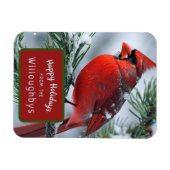 Magnet Flexible Hiver Cardinal Bird Noël voeux (Horizontal)