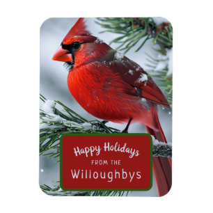 Magnet Flexible Hiver Cardinal Bird Noël voeux