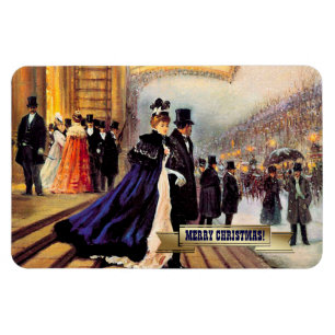 Magnet Flexible Hiver vintage Scène Parisienne Cadeau de Noël