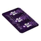 Magnet Flexible Holiday Purple Christmas Trees Greeting Silver  (Côté Droit)