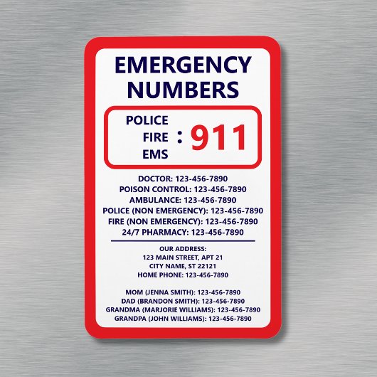 Magnet Flexible Home Emergency Numbers Useful Contact List