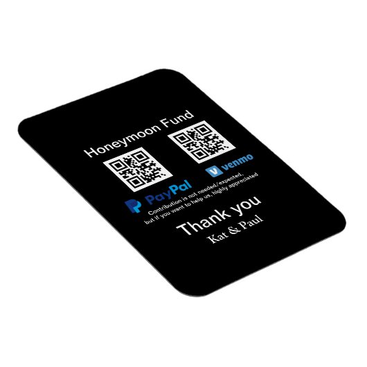 Magnet Flexible Honeymoon Fund PayPal Venmo QR code Merci (Côté Droit)