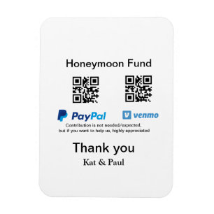 Magnet Flexible Honeymoon Fund PayPal Venmo QR code Merci